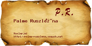 Palme Ruszlána névjegykártya